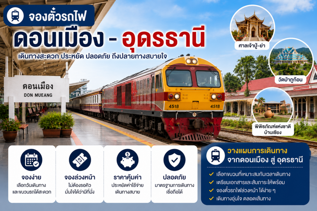 งตั๋วรถไฟ ดอนเมือง-อุดรธานี