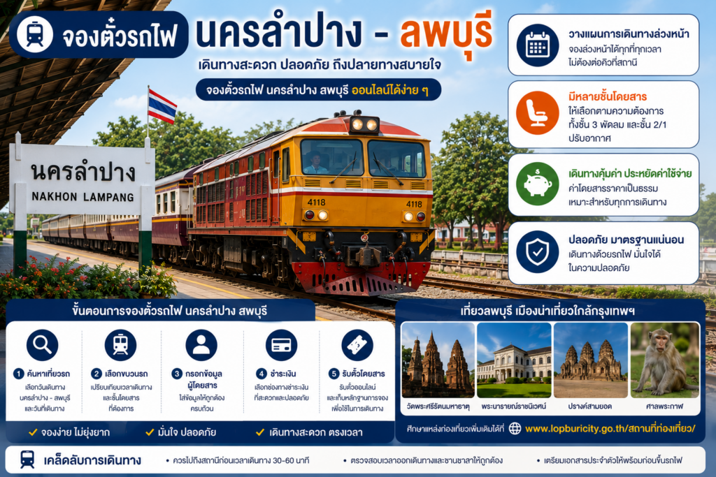 จองตั๋วรถไฟ นครลำปาง - ลพบุรี