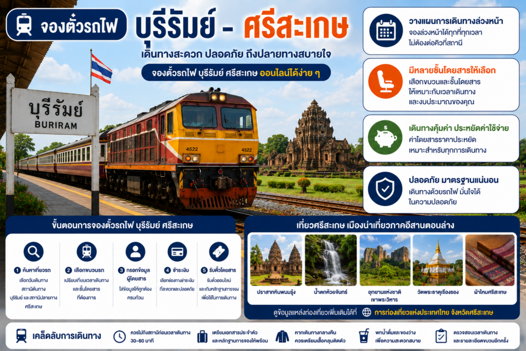 จองตั๋วรถไฟบุรีรัมย์-ศรีสะเกษ