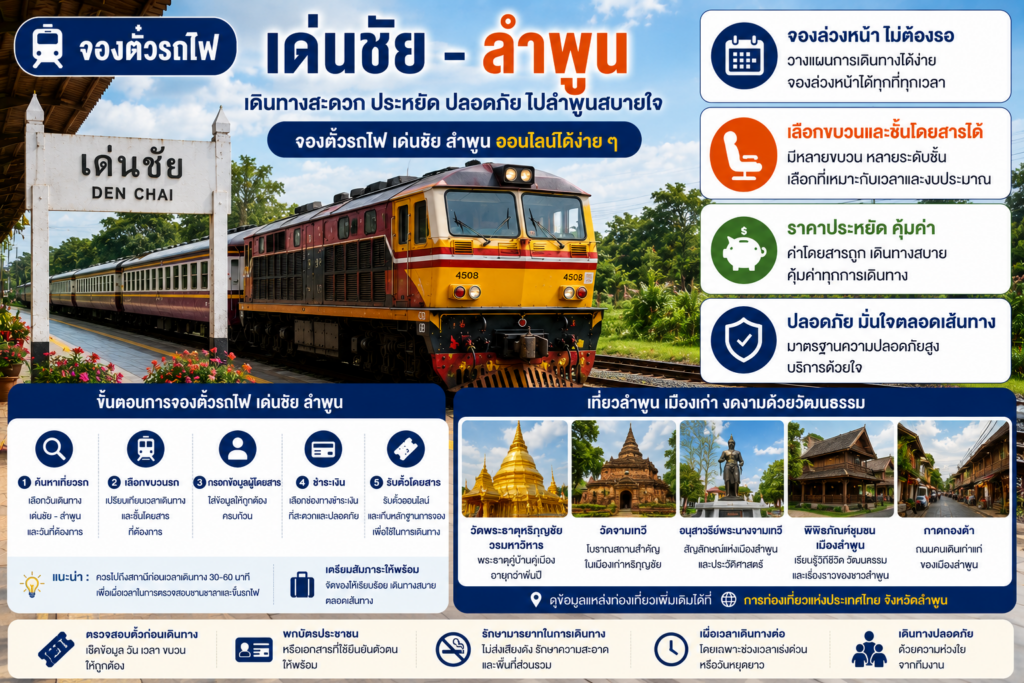 จองตั๋วรถไฟเด่นชัย-ลำพูน